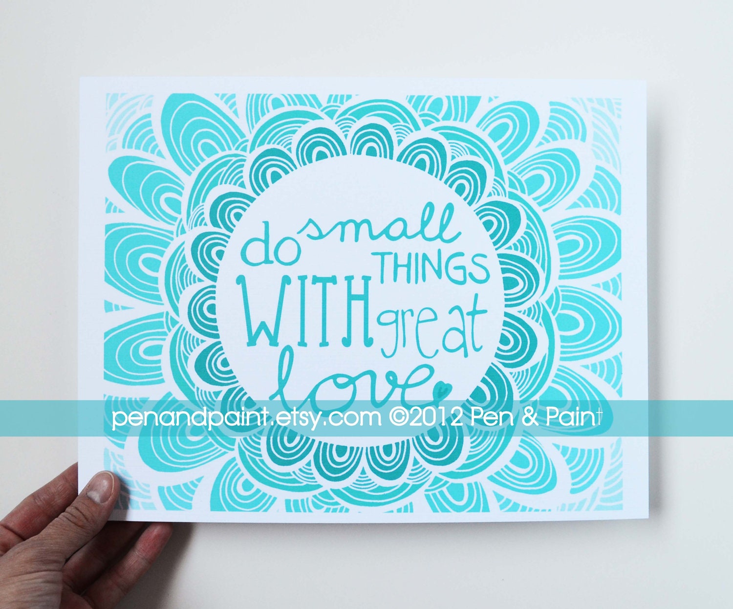 Graduation Gift, Aqua, Teal, Turquoise Ombre, Mother Teresa, Do Small Things With Great Love, Inspiration, Inspiring Quote