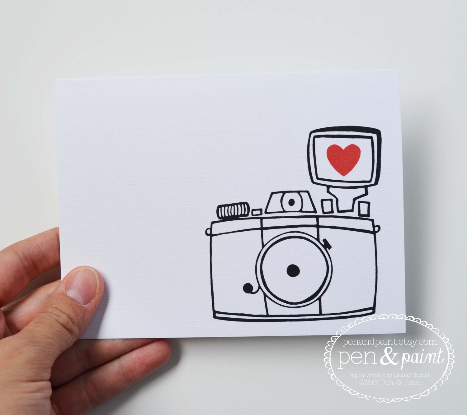Set of Four Camera Folded Note Cards, Stationery, Hand Drawn, Illustration, Photography, Vintage Camera, Diana Mini