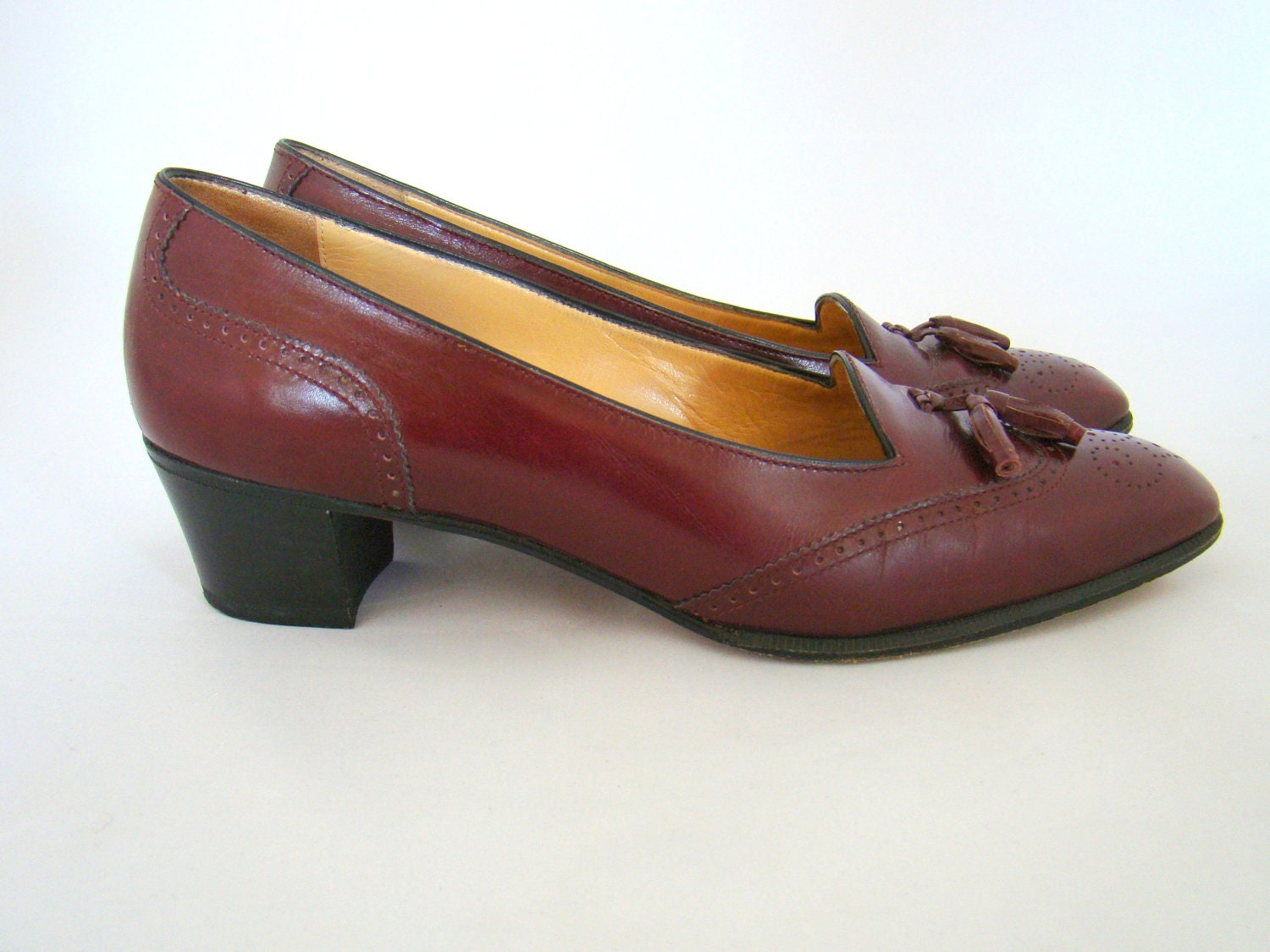 Vintage 1970s Salvatore Ferragamo Loafers / Western Red Leather Shoes-  Size 7A