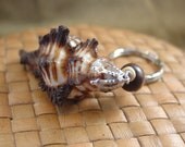 Sea Shell and Wood Bead Keychain
