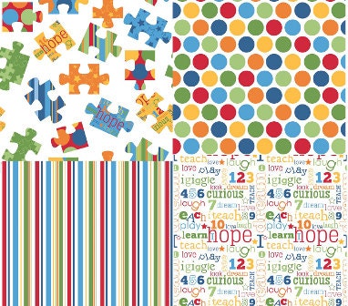 1 yard Riley Blake Pieces of Hope Autism Awarness fabric