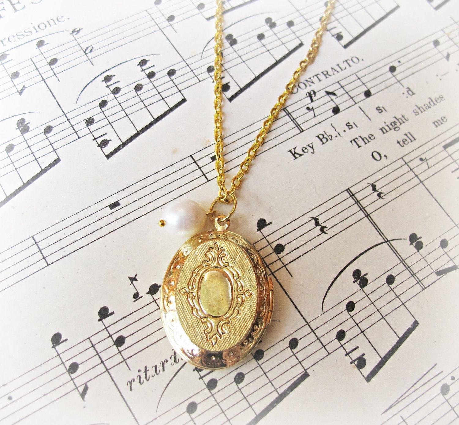 Mr Darcy Locket Necklace. Freshwater Pearl. Upcycled Classics Jane Austen Pride and Prejudice