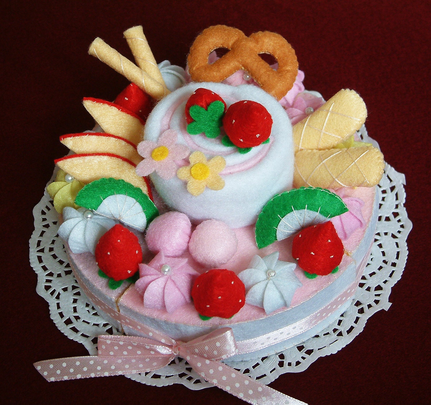 DIY felt fruit cake, double layer cake PDF pattern and instructions-via Emial- F34