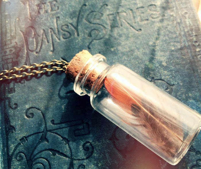 Miniature Cabinet of Curiosity Necklace - Feather - Romantic Fairy Tale Woodland Jewelry