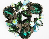 Regency Emerald Green Aurora Borealis Brooch