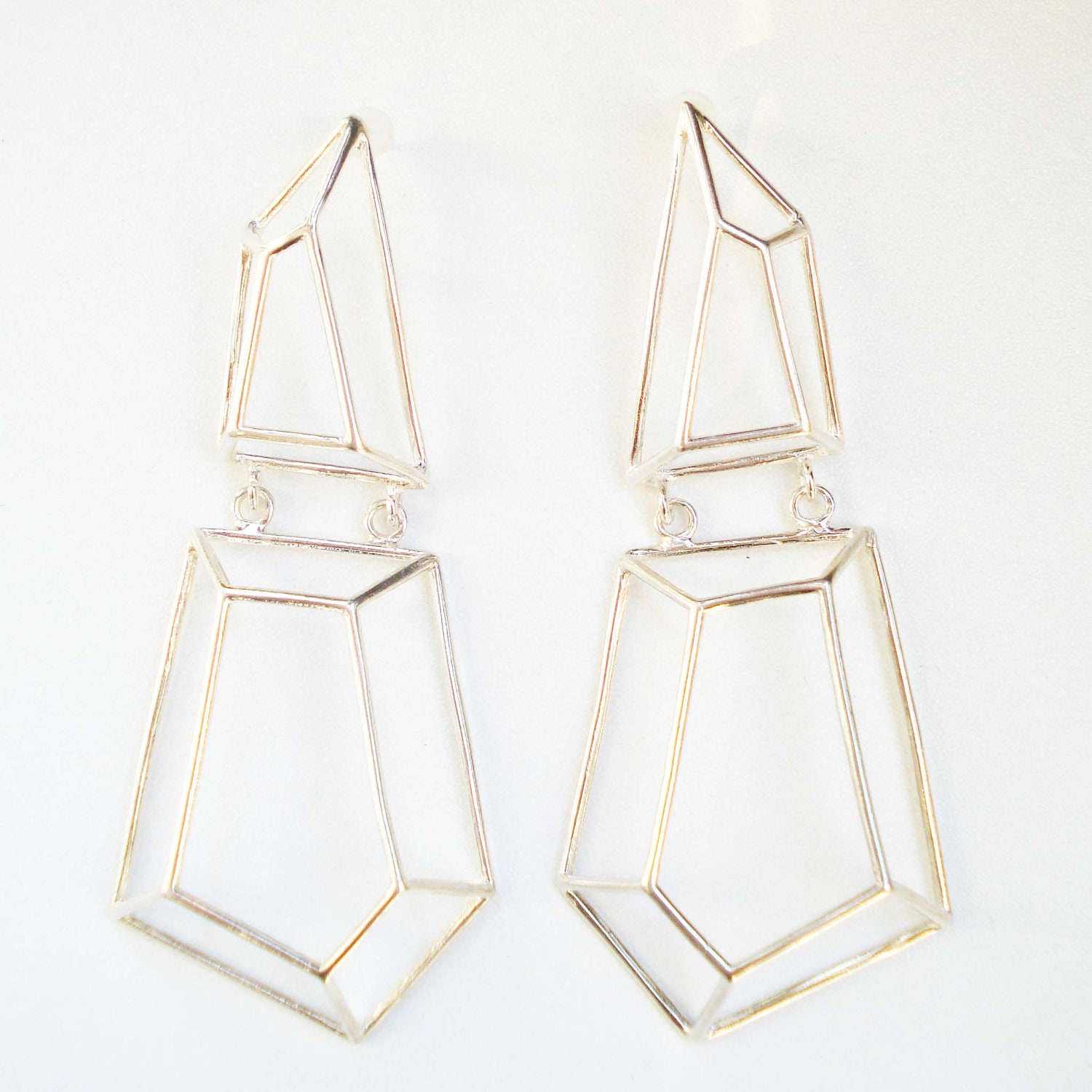 Architectural Structure Geometric Sterling Silver Earrings
