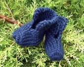 Hand Knit Baby Booties Socks in Warm Navy Dark Blue Chunky Wool (Size 1 - 3 Months - Ready to Ship)