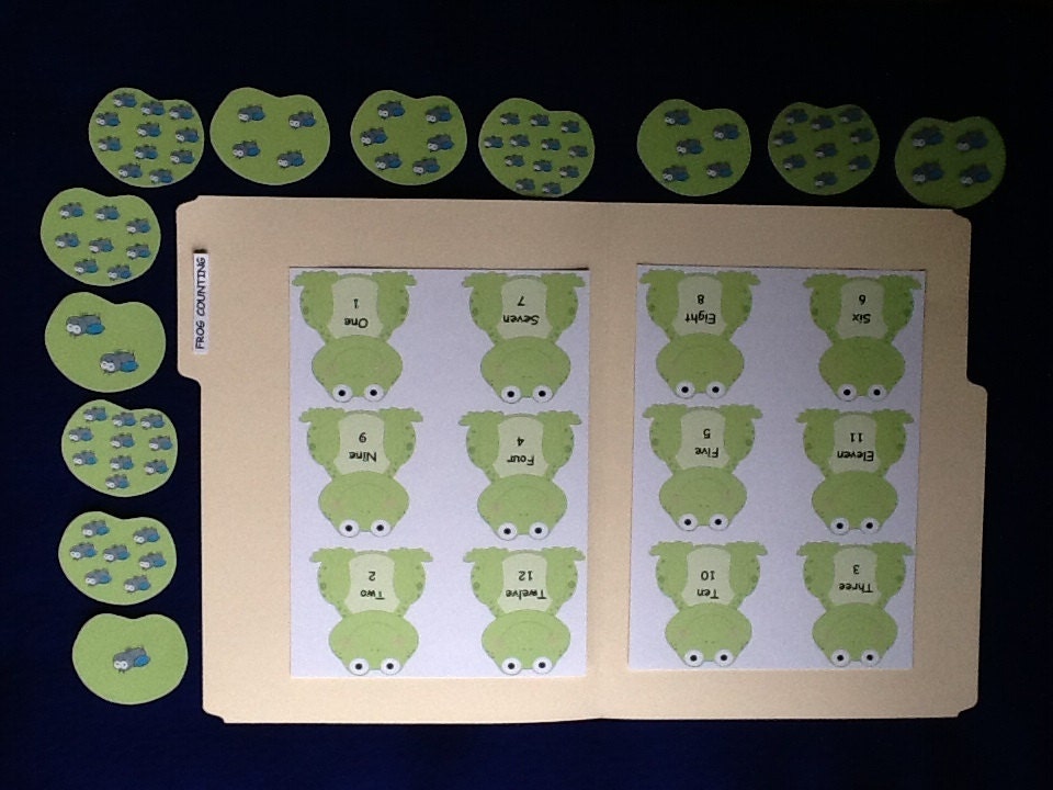 NEW Frog and Lily Pad Counting and Numbers Laminated File Folder Game