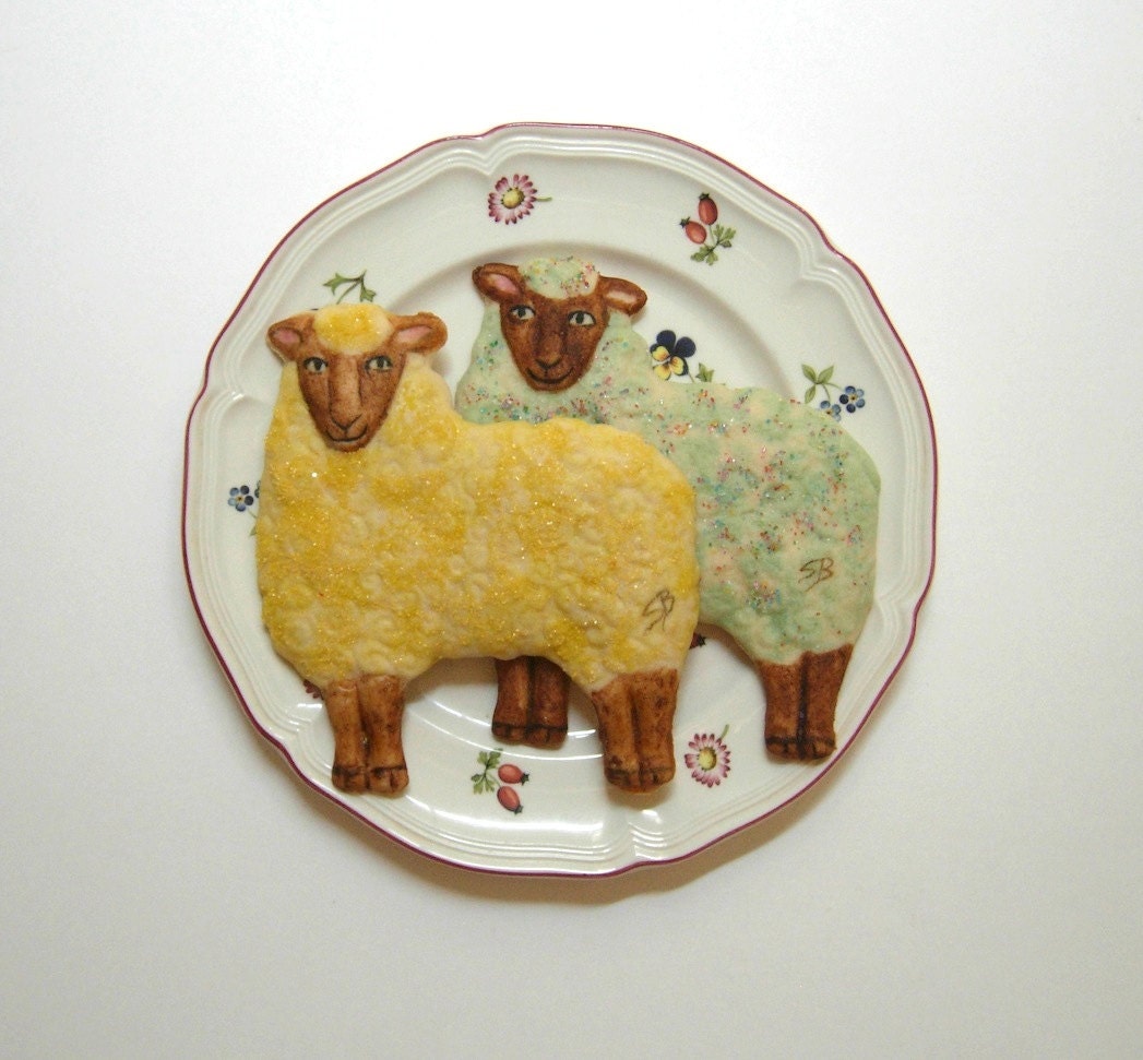 Six  Woolly Sheep Sugar Cookies Baked Goods
