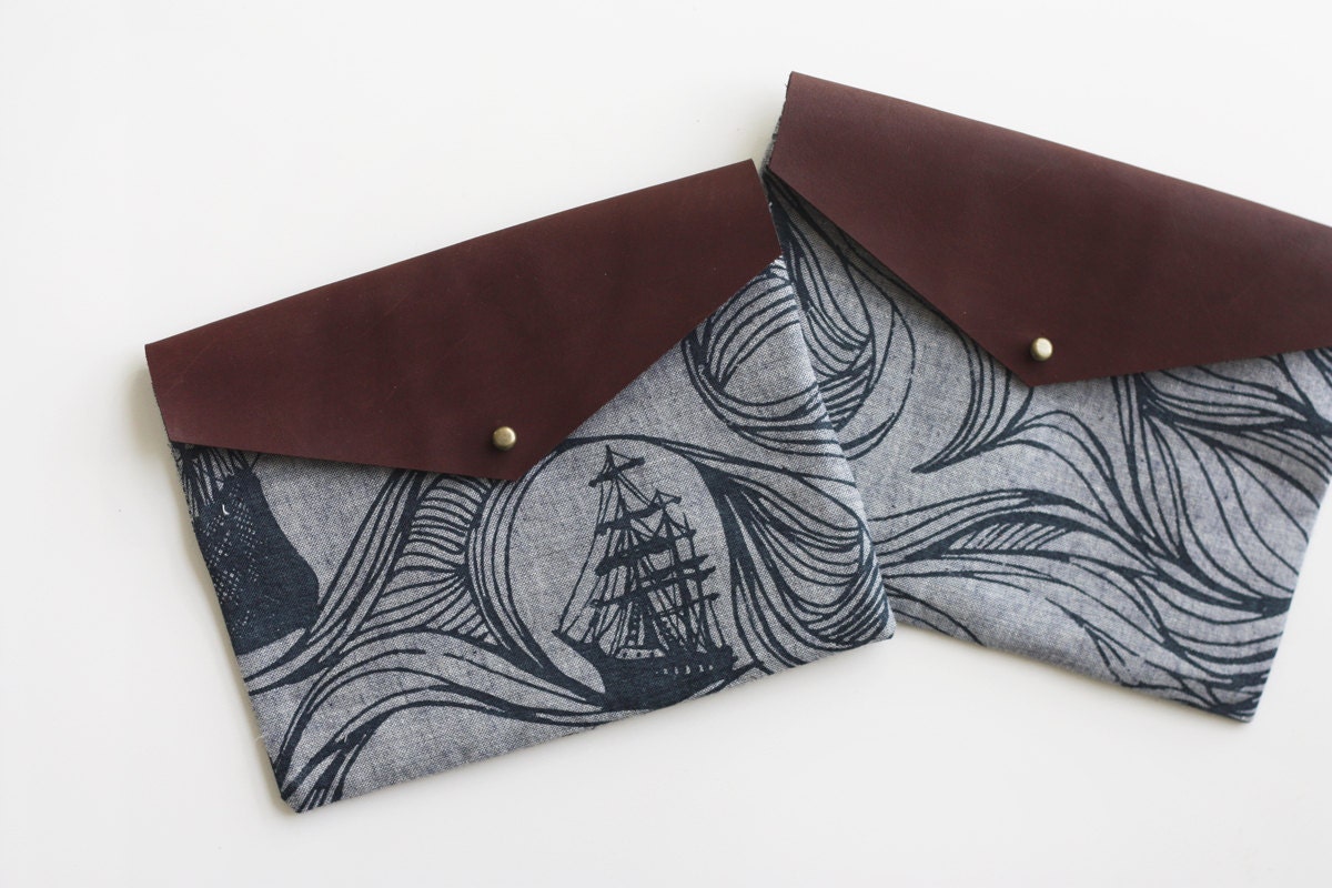 Envelope Pouch - Blue Ships