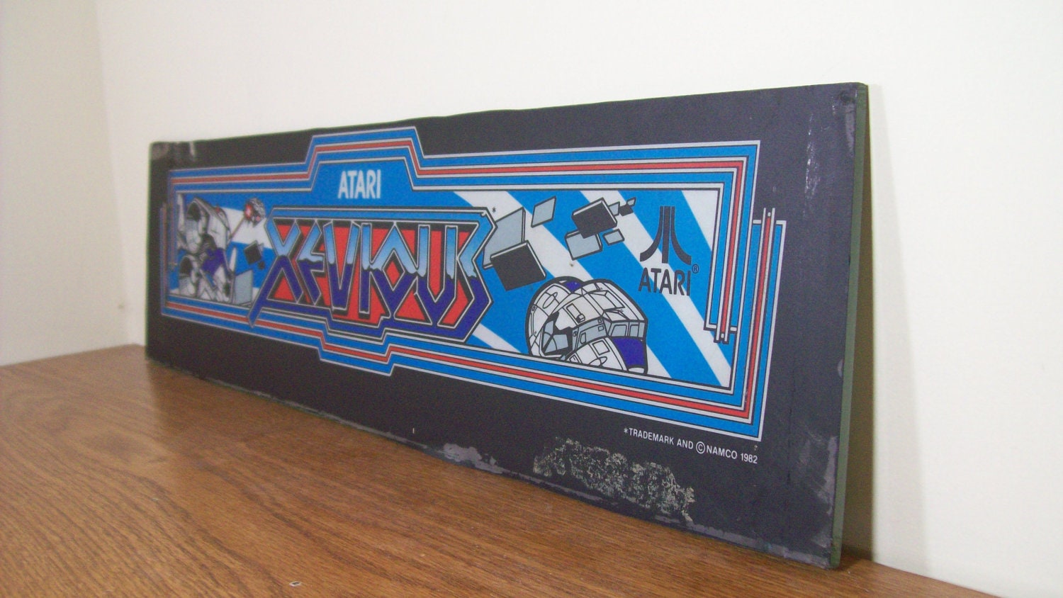 Vintage Atari Xevious Video Game Back Glass 1982