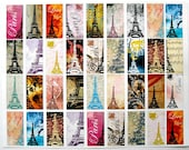 ALTERED ART Paris- A PRINTED sheet with colorful Paris stickers- Eiffel Tower, altered art Paris, pink Eiffel tower, French art