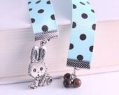 Unique Bookmark - Bunny Poop Ribbon Bookmark, Blue & Brown