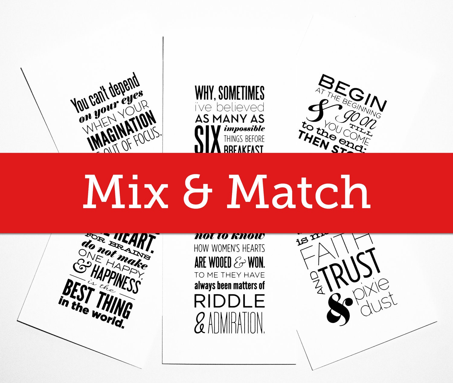 Typography Quotation Notecards / Set of 12 (MIX & MATCH)