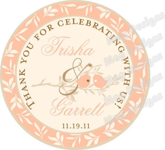 Private Listing for idolizkehoe1  Love Bird 2 inch Round OOT Welcome Stickers for Wedding Hotel Guests