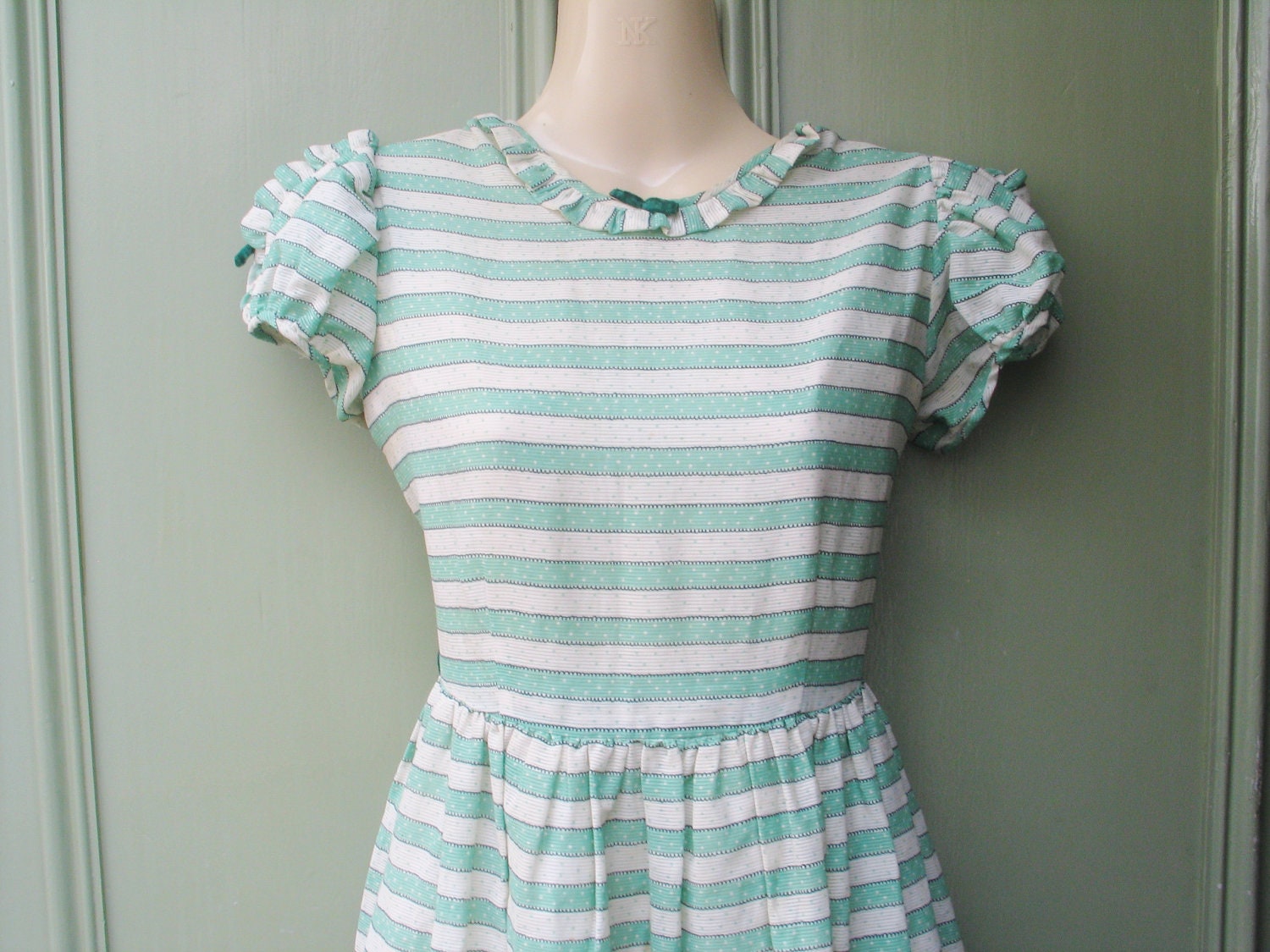 MOVING SALE 30% OFF Gorgeous bespoke peppermint candy-stripe frock, size xxs