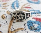 Cool witchy goth 925 silver hallmarked pentagram star ring