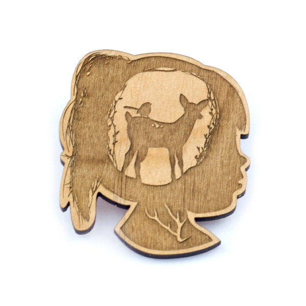 Mori Girl Wooden Brooch