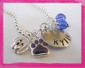 DOG PAW Necklace -  Hand Stamped Personalized  Necklace for Kids - Personalized Necklace