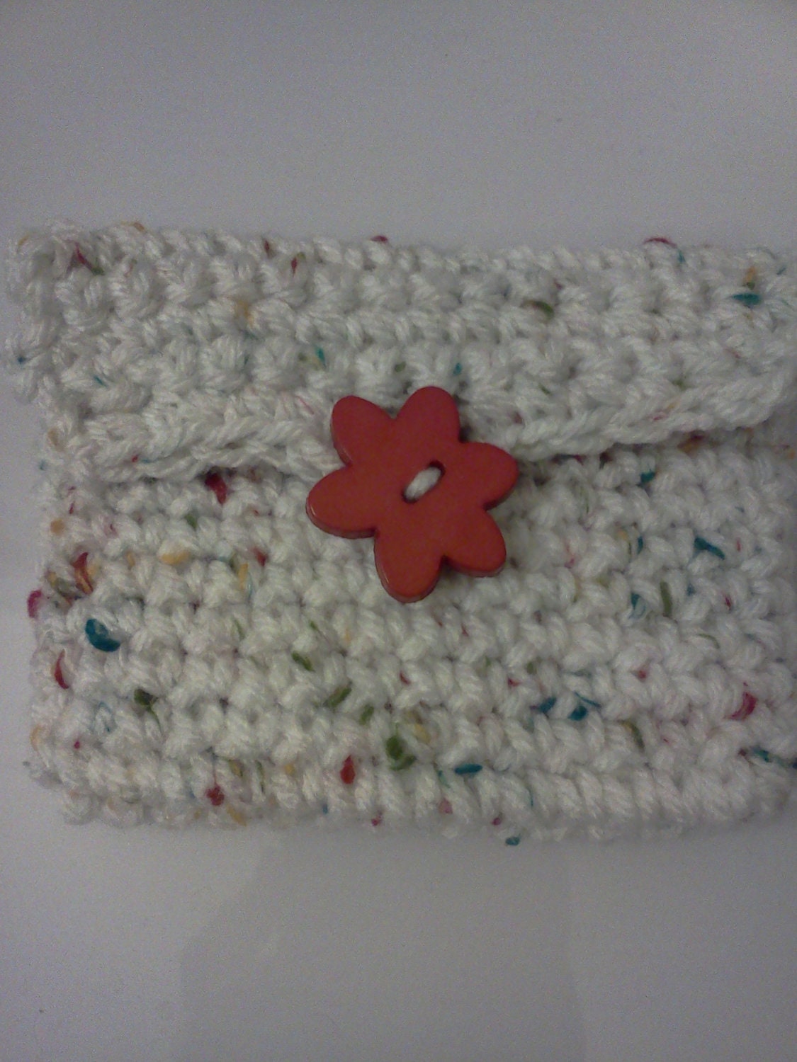 Change Purse or Card Holder in Burgandy Blue and white