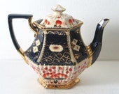 Mid-1800s Hexagonal Teapot w Silver Spout