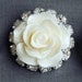 10 Rhinestone Buttons Crystal Ivory Cream Resin Rose Flower Hair Flower Comb Clip Wedding Invitation BT135