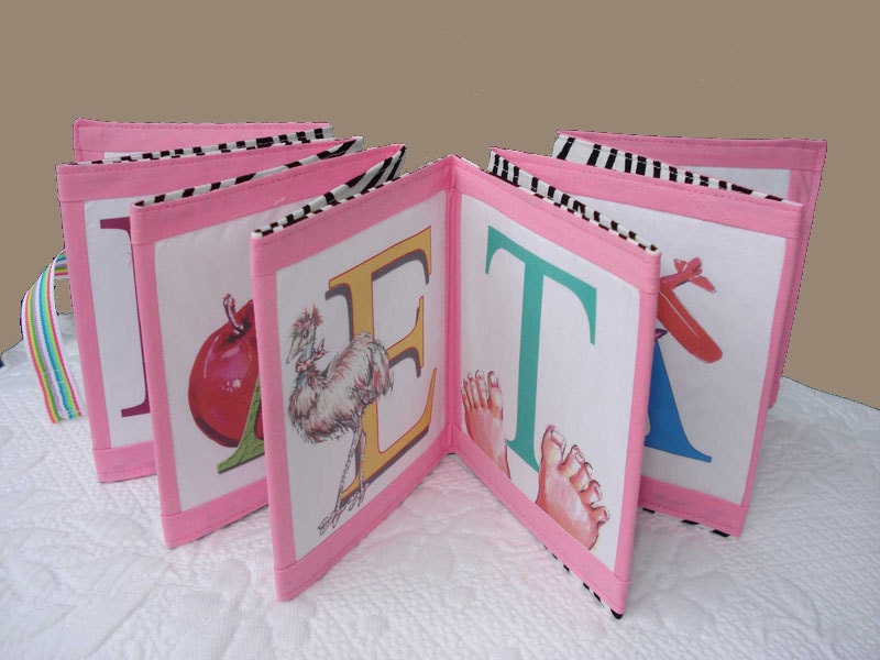 Personalized Baby Book Medium Sz  Name Gift  Custom Cloth Print Keepsake Original Handmade Quiet Book