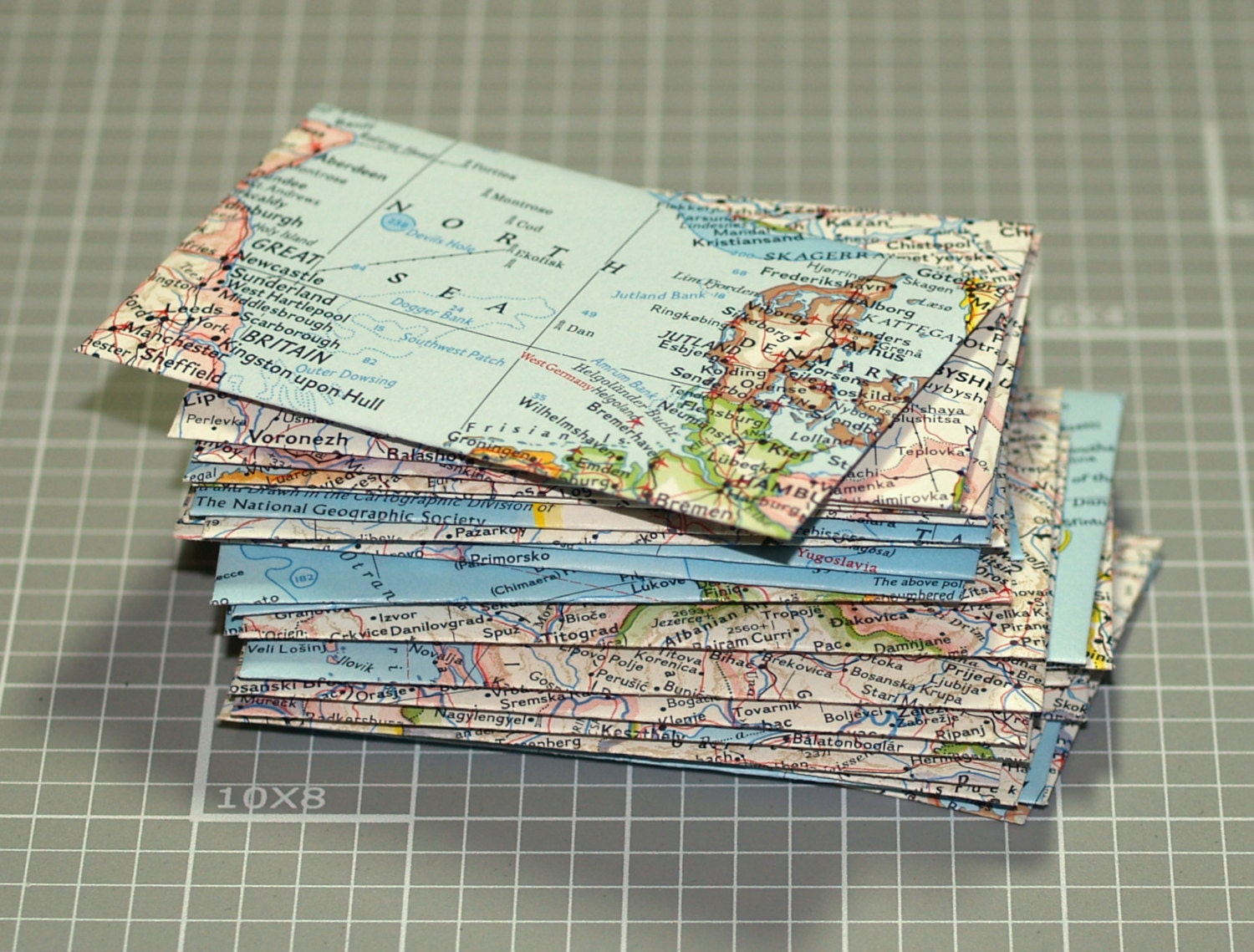 Map Envelopes ... 25 Mini Envelopes . Business Card Size . Thank You Notes . Glossy . Recycled . Upcycled . Colorful . Countries . Cities