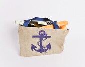 Eco-Friendly Nautical Anchor Market Tote Bag, Handmade from a Recycled Coffee Sack
