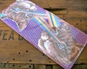 Handmade Billfold Vinyl Art Wallet - Lasercat Pride - Proton Purple