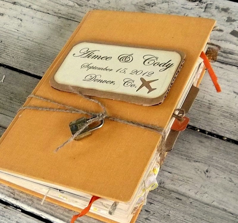 Custom wedding guest book alternative Shabby junk album rustic