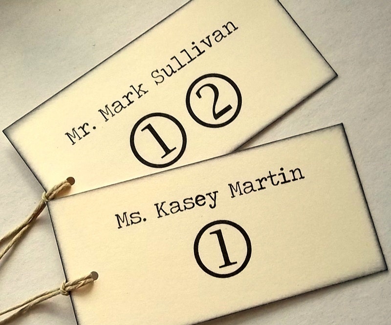 Typewriter escort tags Wedding name card assignment Set of 20