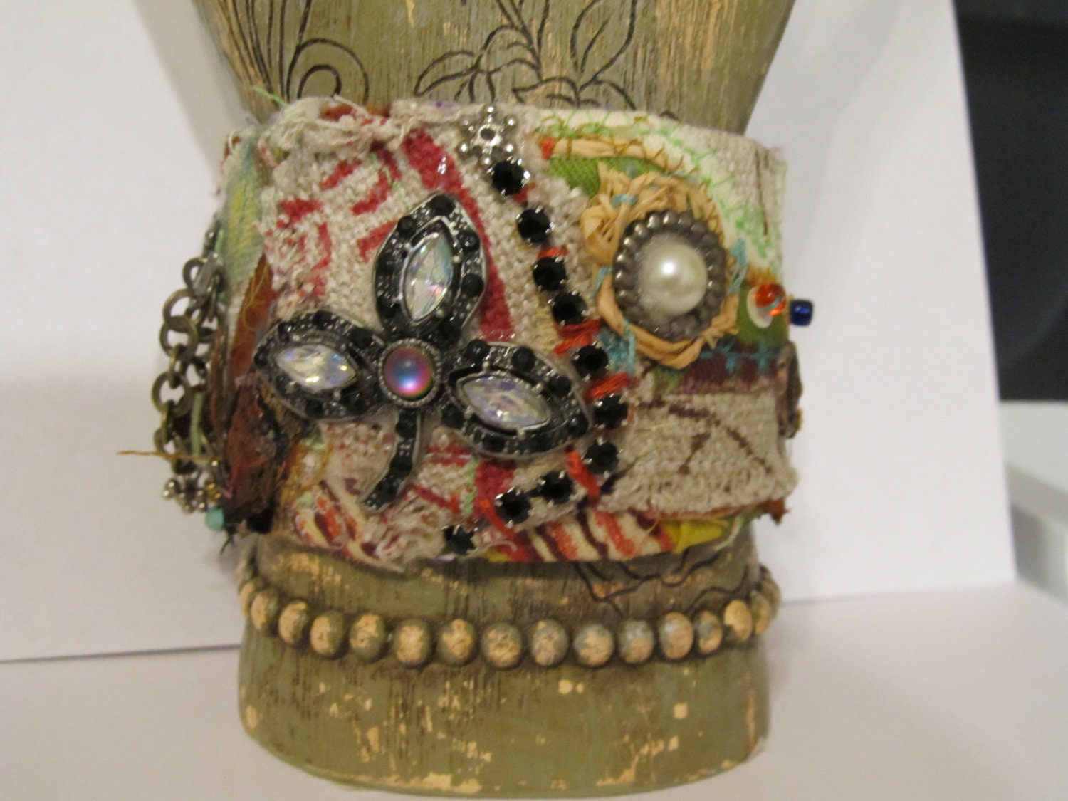 Cuff Bracelet Mixed Media Bohemian Style