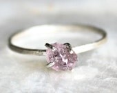 Pink/Purple Raw Rough .68Carat Diamond and Sterling Silver Ring - Promise Ring, Wedding Ring, Engagement Ring
