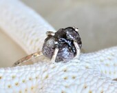 2.5 Carat Pinkish Purple and Gray Raw Rough Uncut Diamond and Sterling Silver Ring - Promise Ring, Wedding Ring