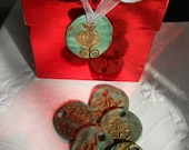 Clay Tags -Gift Tags Set of 6 -Green Rustic clay tags