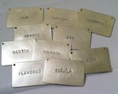 Liquor Bottle Tags -- set of 8 --  choice of ribbon color