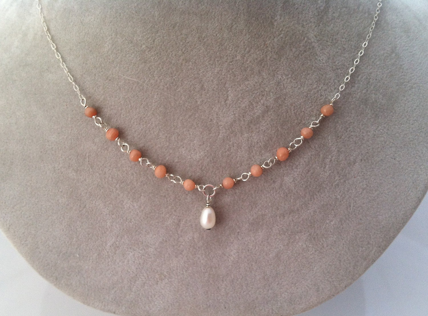 Pink Coral and Freshwater Pearl necklace