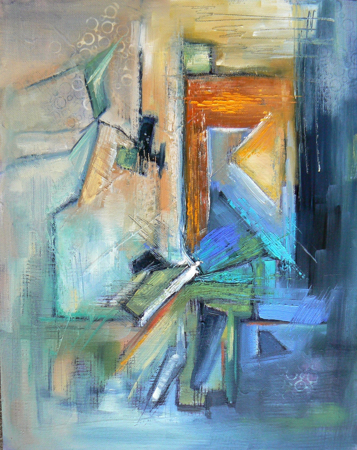 Abstract, Mixed Media Painting, Contemporary painting, "Tiny Bubbles" 8x10" painting