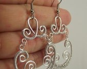 Matte Silver Wire Wrapped Earrings, Silver Earrings, Chandelier Earrings