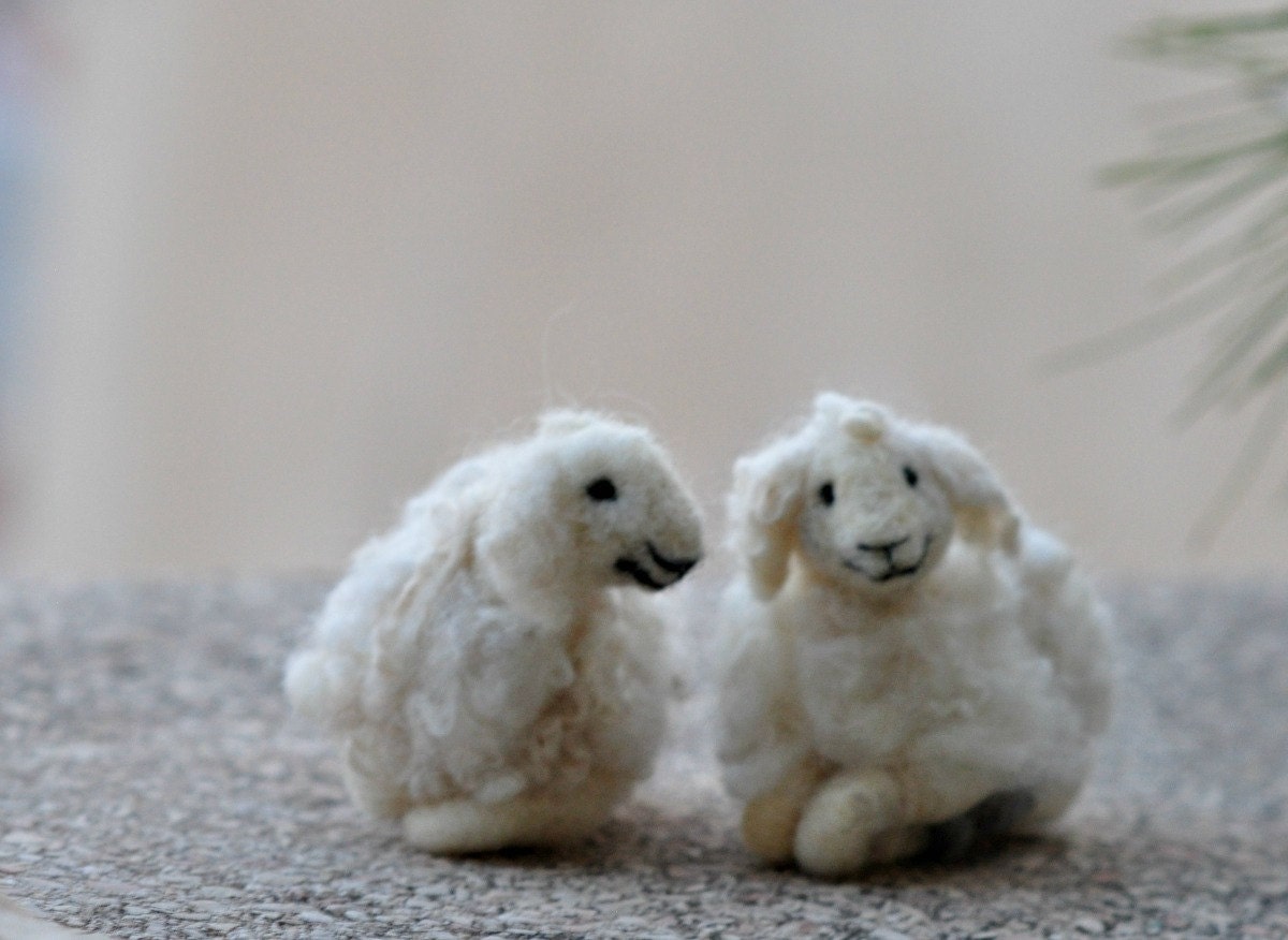 Needle Felted  Wool Animals- -Nativity- Nativity Sets - Waldorf inspired Sheep---Nativity set-needle felt by Daria Lvovsky-For custom orders