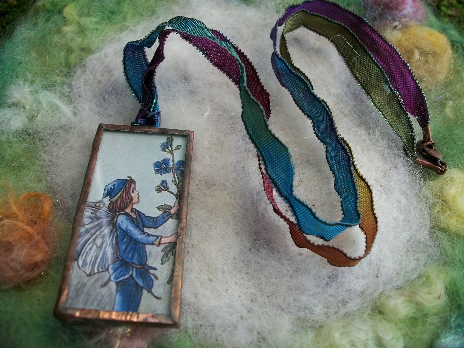 Flower Fairy Mixed Media Two Sided Pendant