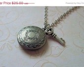 Silver Locket and Key Necklace / Graduation Gift / Birthday / Anniversary