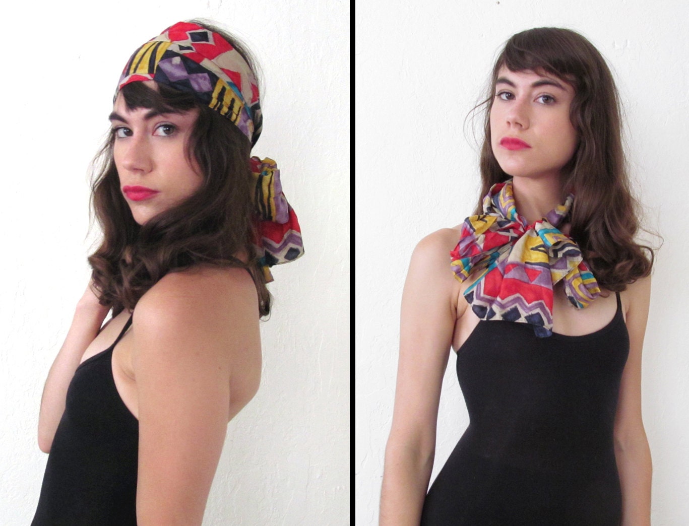 Vintage ABSTRACT WATERCOLOR Silky Scarf