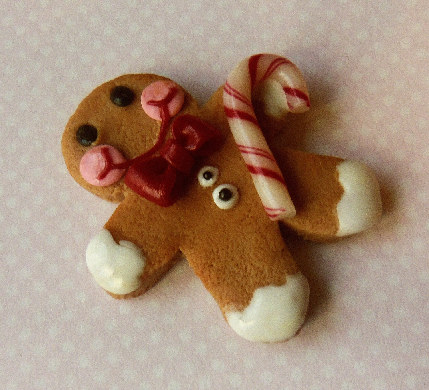 gingerbread man cookie magnet - polymer clay