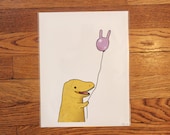 BALLOON DINO - 8x10 illustration art print