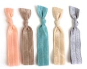 The Shoreline Package - 5 Elastic Solid Color Hair Ties that Double as Bracelets by Mane Message on Etsy