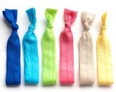 The Beach Lover Package - 6 Bright Elastic Solid Color Hair Ties that Double as Bracelets by Mane Message on Etsy