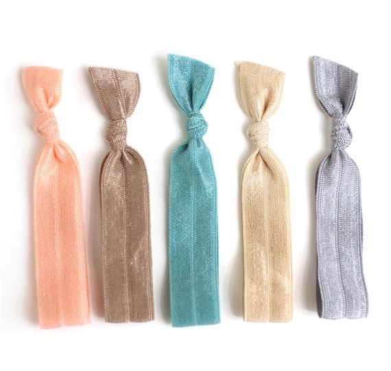 The Shoreline Package - 5 Elastic Solid Color Hair Ties that Double as Bracelets by Mane Message on Etsy