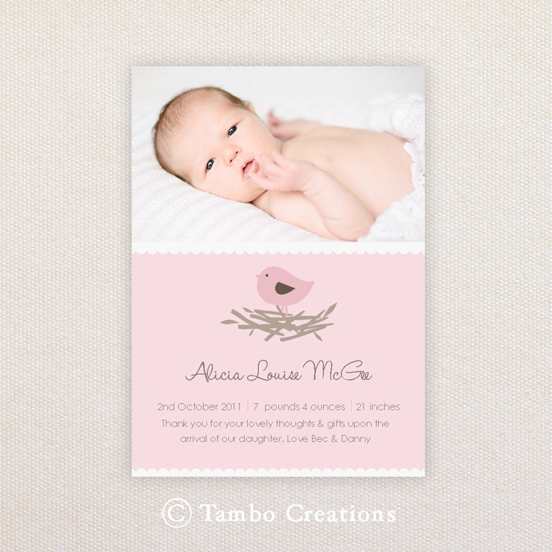 Girls Photo Birth Announcement. I Customize, You Print. Il_170x135
